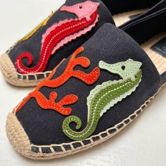 Tory Burch SEAHORSE ESPADRILLE Navy Size US 7.5 - Picture 3 of 9